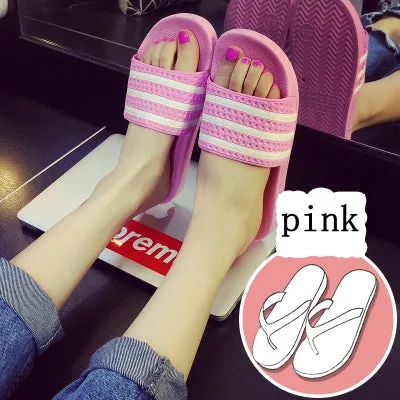 2016 Candy Colors Summer Women Men Flip Flops Femmes Sandals Womens Massage Beach Slippers Black White Plus Size