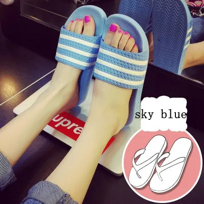 2016 Candy Colors Summer Women Men Flip Flops Femmes Sandals Womens Massage Beach Slippers Black White Plus Size