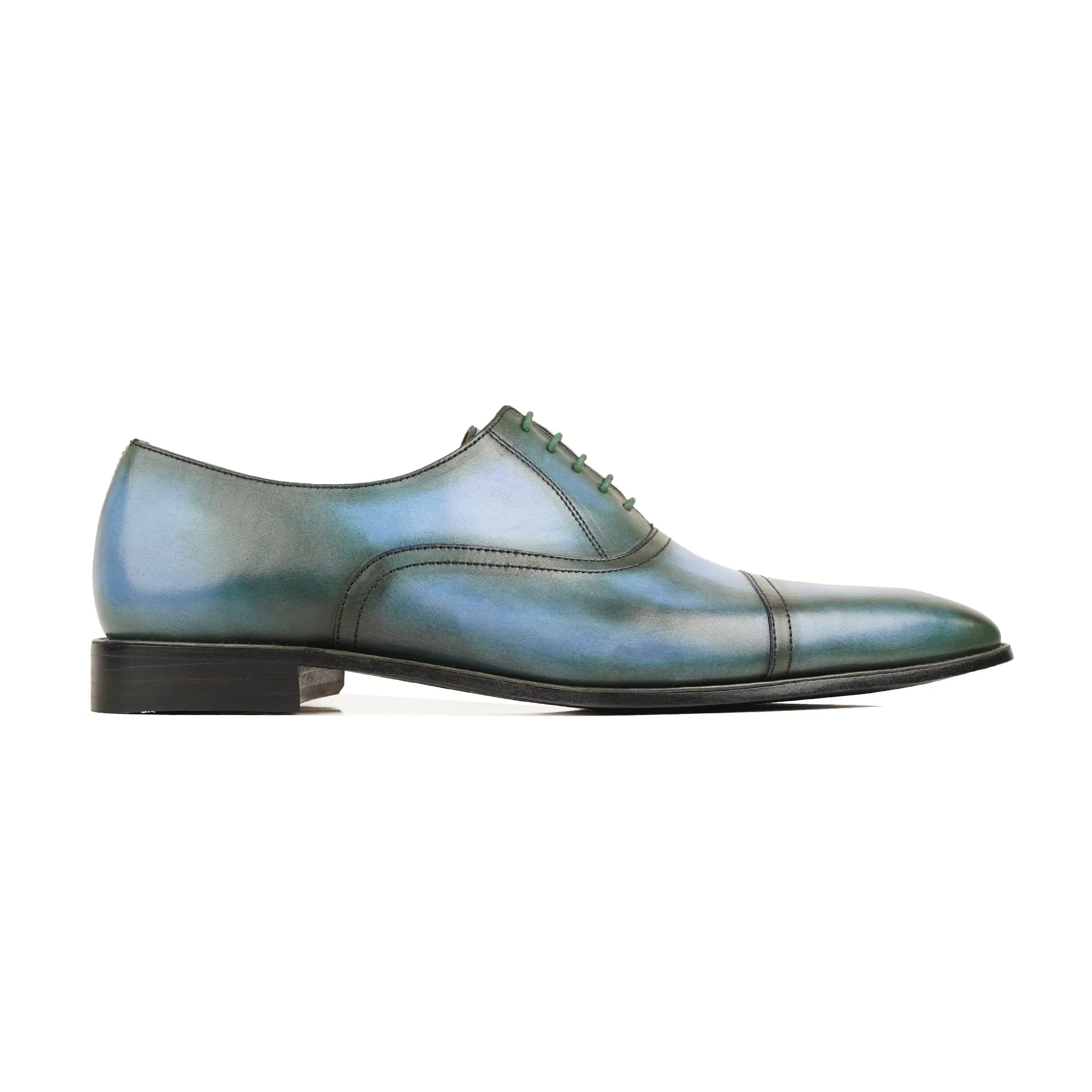 Aalen - Sky Blue and Burnished Green Patina Calf Leather Oxford