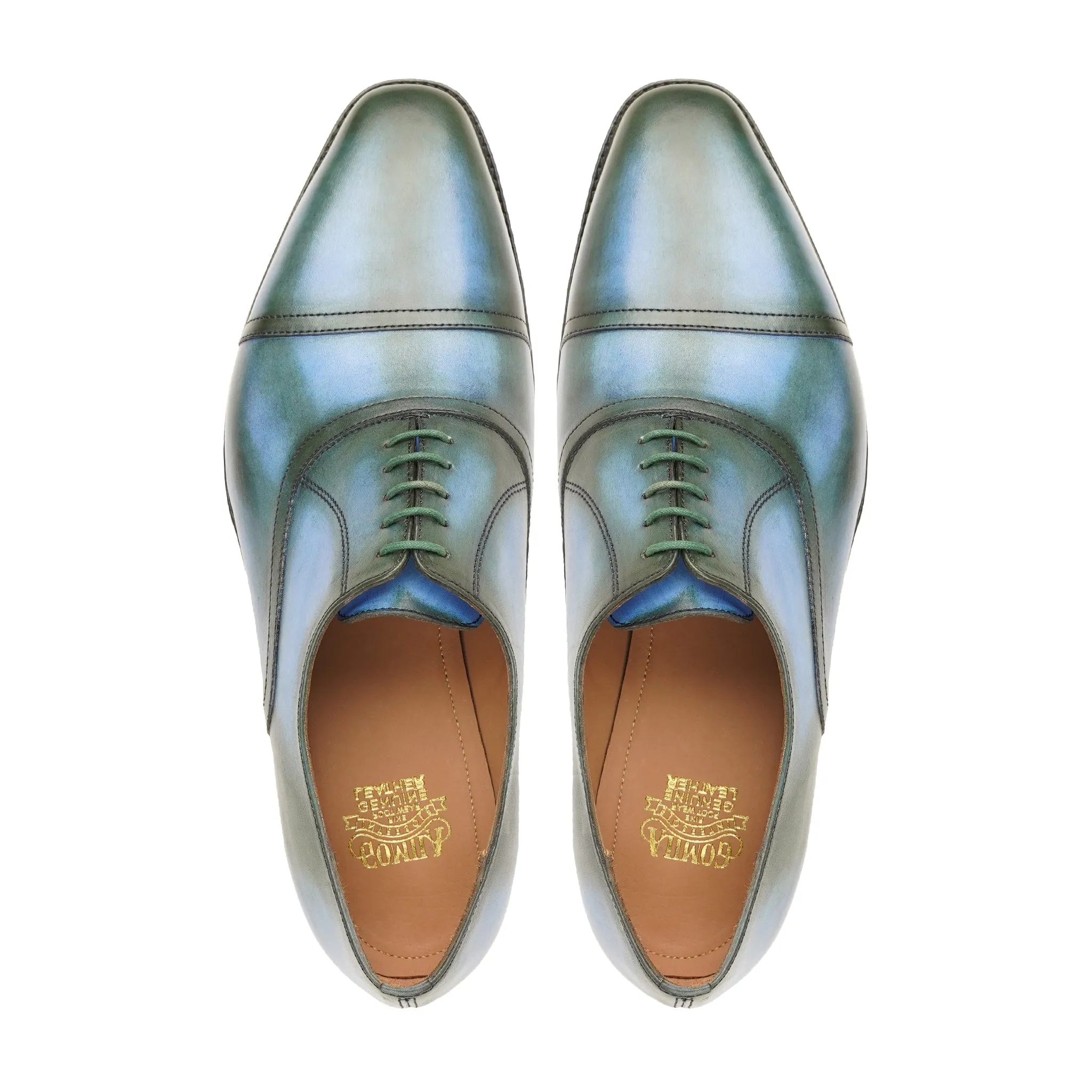 Aalen - Sky Blue and Burnished Green Patina Calf Leather Oxford