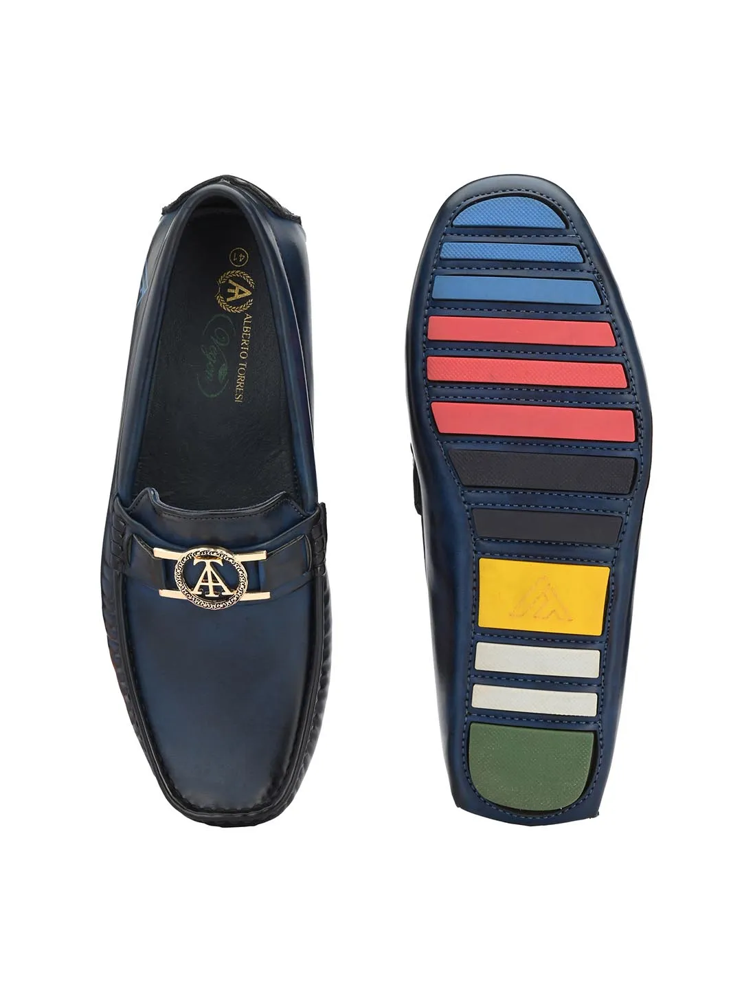 Alberto Torresi Creaseless Burnish Alpha Diver Blue Loafers For Men