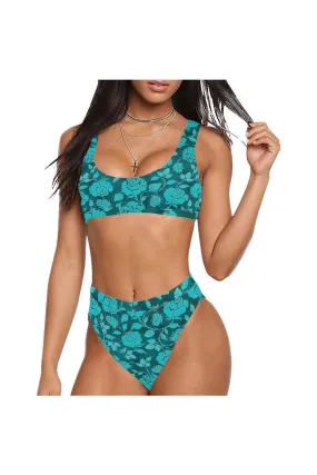 Aqua Rose Sport Top & High-Waist Bikini Swimsuit