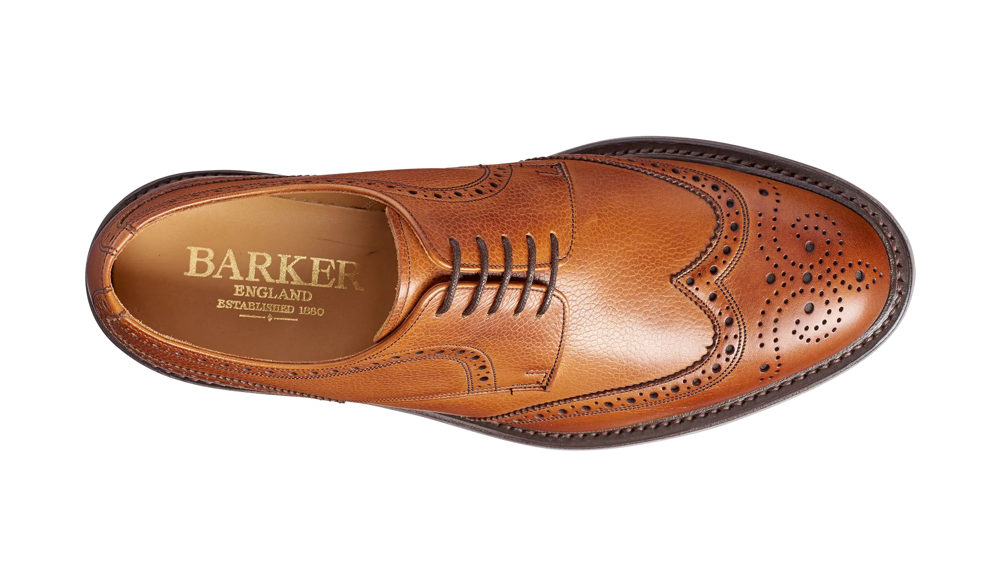 Barker Kelmarsh Wingtip Brogue Derby Shoe -Cedar Grain