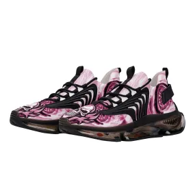 Best Womens Max Air Heel React Sneakers - Pink Flaming Skull & Wheels HeroicU