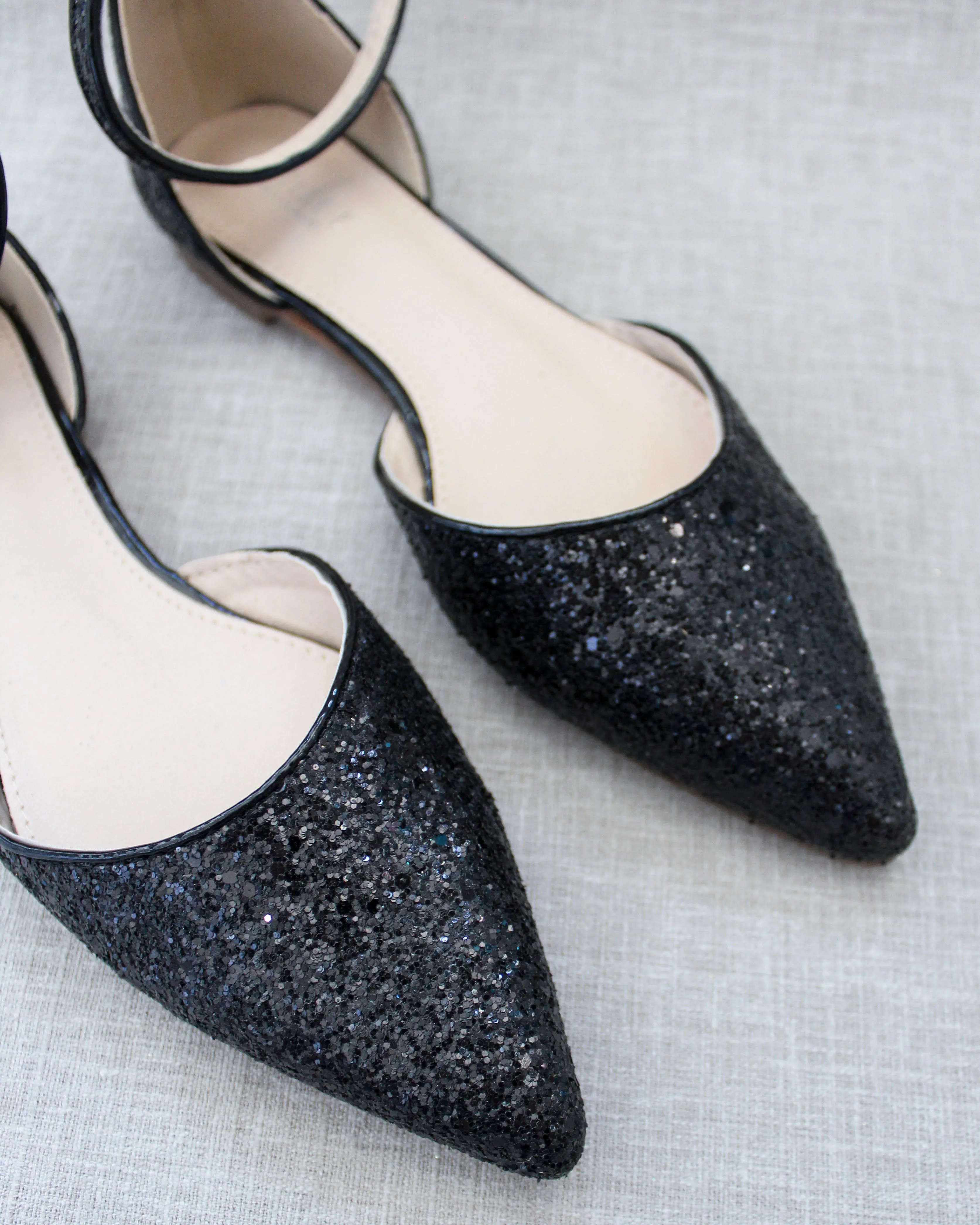 Black Rock Glitter Ankle Strap Flats