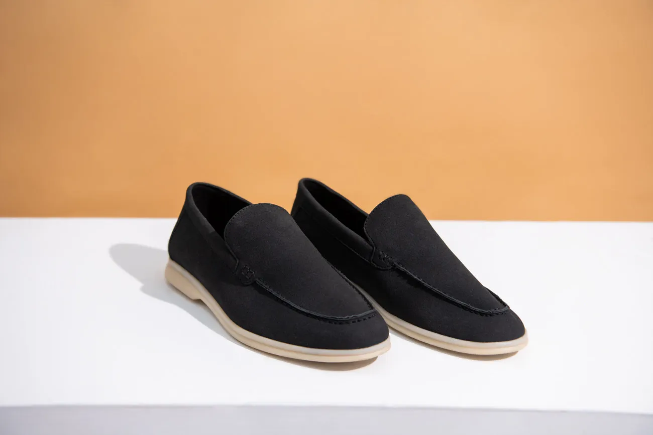 BLACK SUEDE MOCCASINS