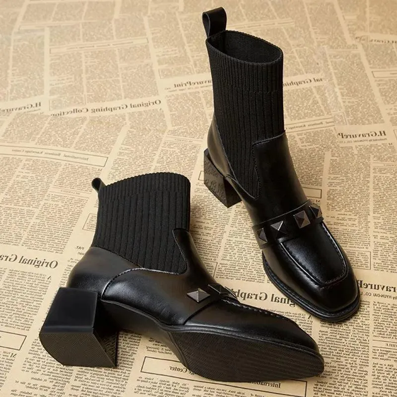 Black Women Ankle Sock Boots