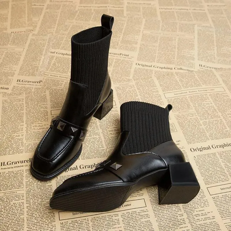 Black Women Ankle Sock Boots