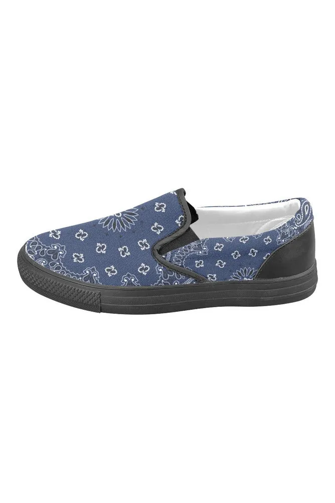 Blue Bandana Men's Slip-on Canvas Shoes (Model 019)