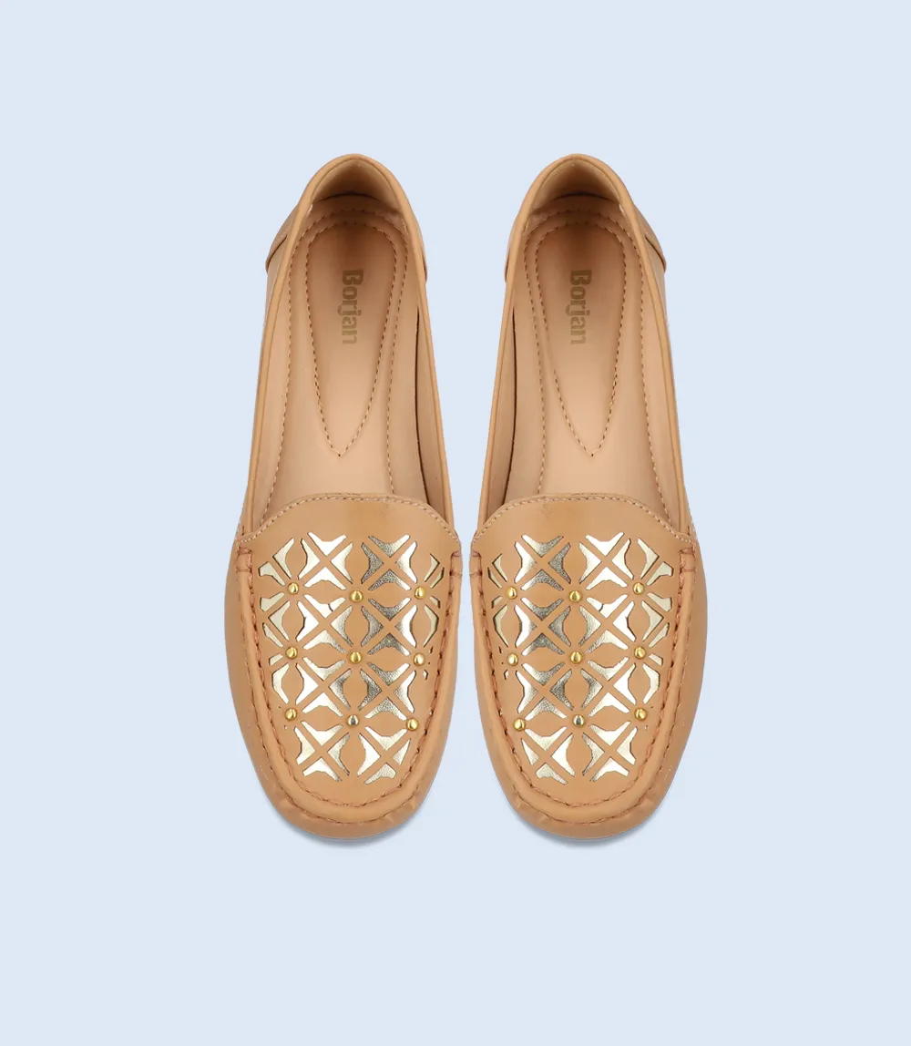 BW8602-BEIGE-Women Casual Moccasins