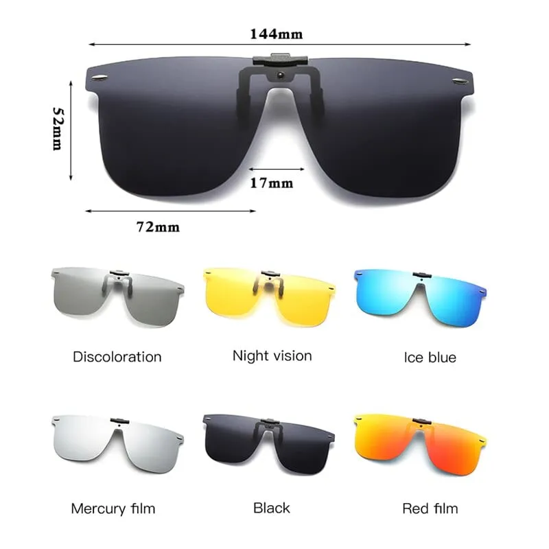 Clip On Sunglasses For Men Polarized Lens Square Sunglasses Night Vision Driver Glasses Fishing Eyewear Flip Up Luxury Oculos