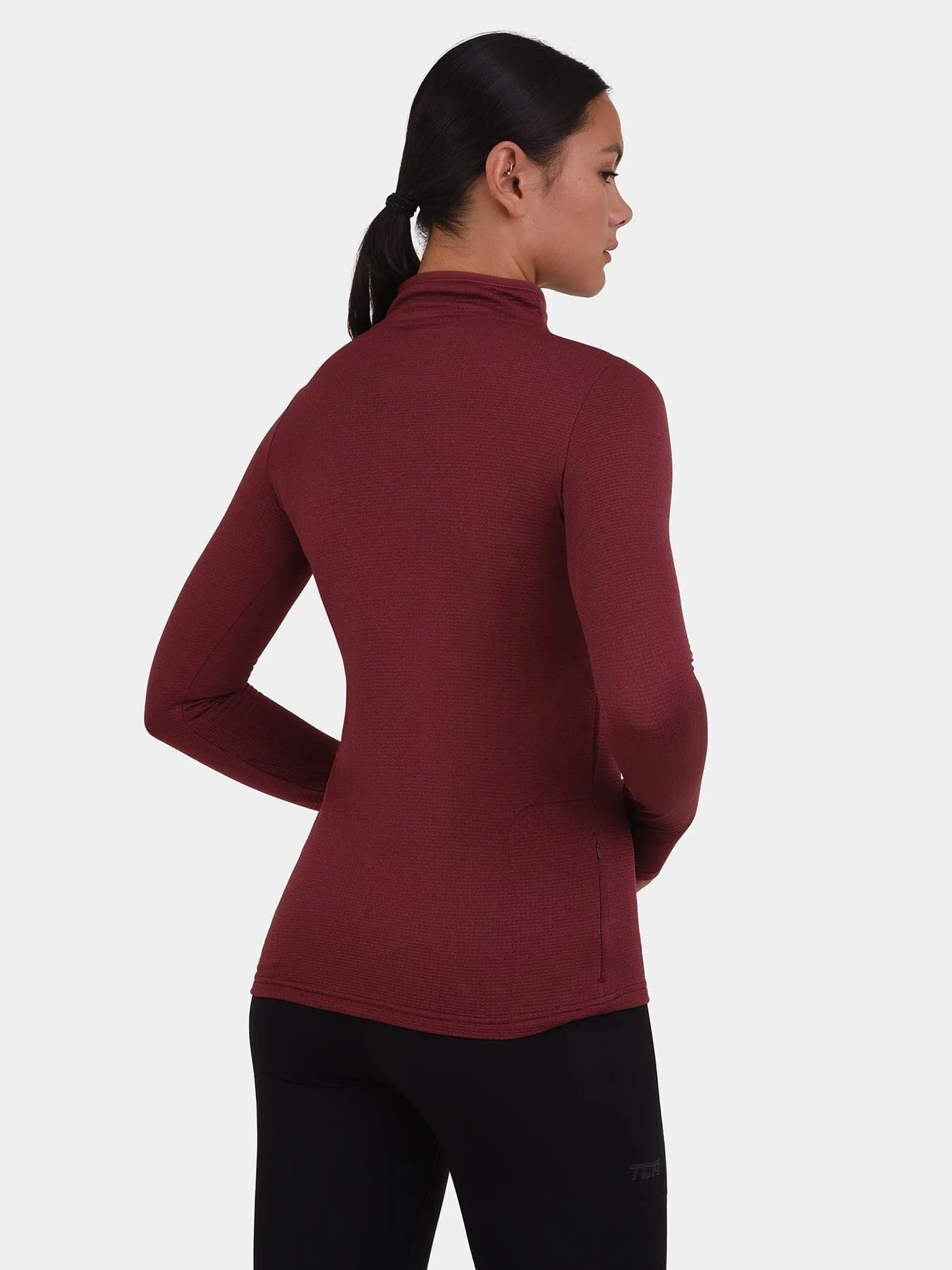 Cloud Fleece Quarter Zip Running Top For Women With Thumbholes & Side Zip Pocket