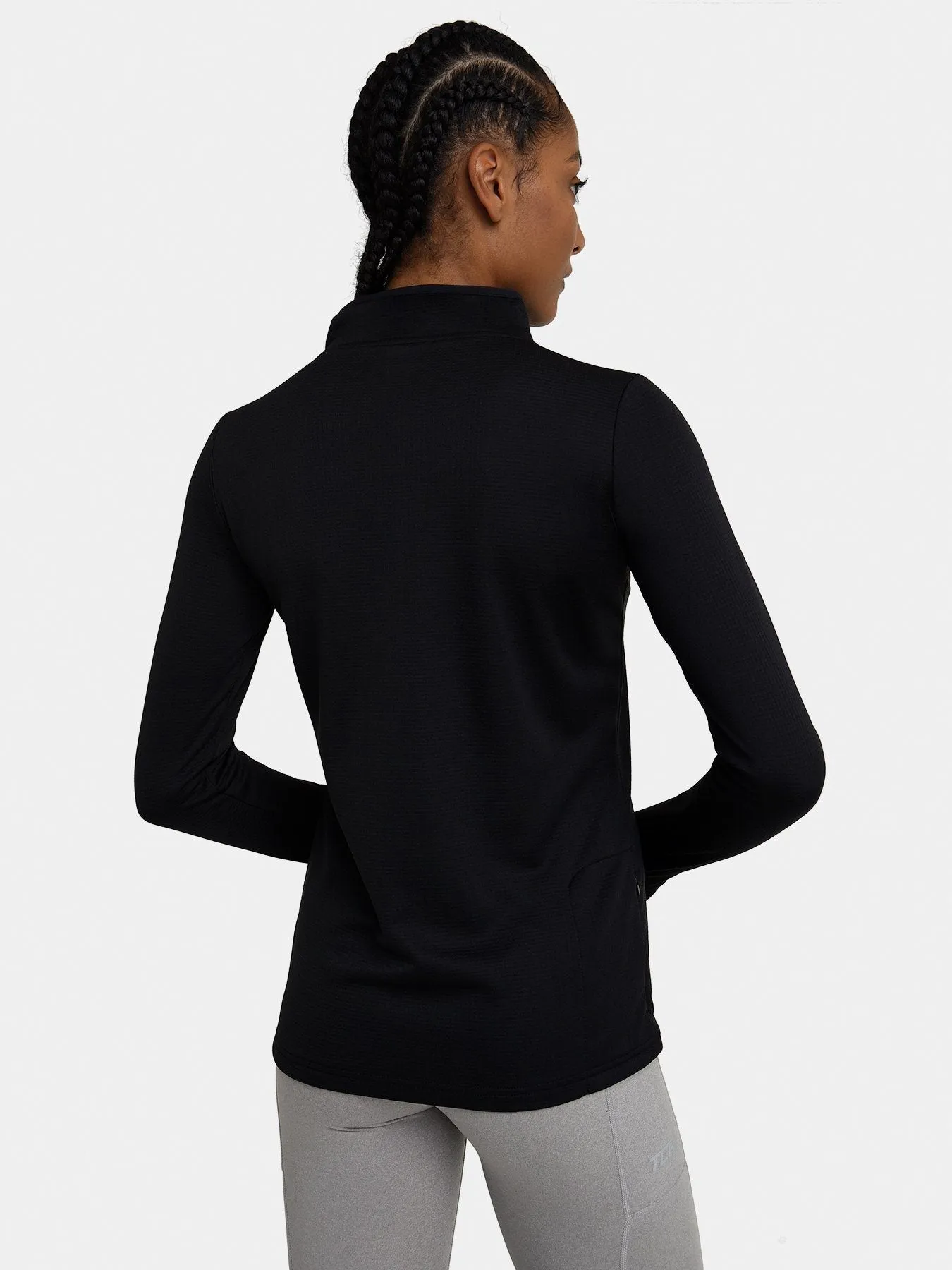 Cloud Fleece Quarter Zip Running Top For Women With Thumbholes & Side Zip Pocket