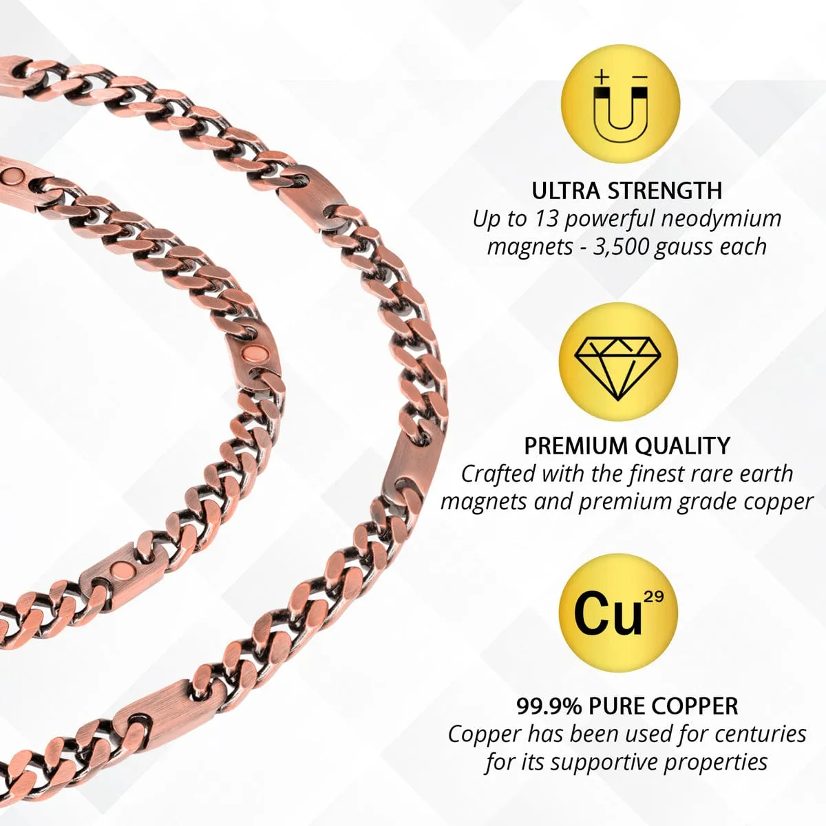 Copper Magnetic Therapy Necklace Curb Chain