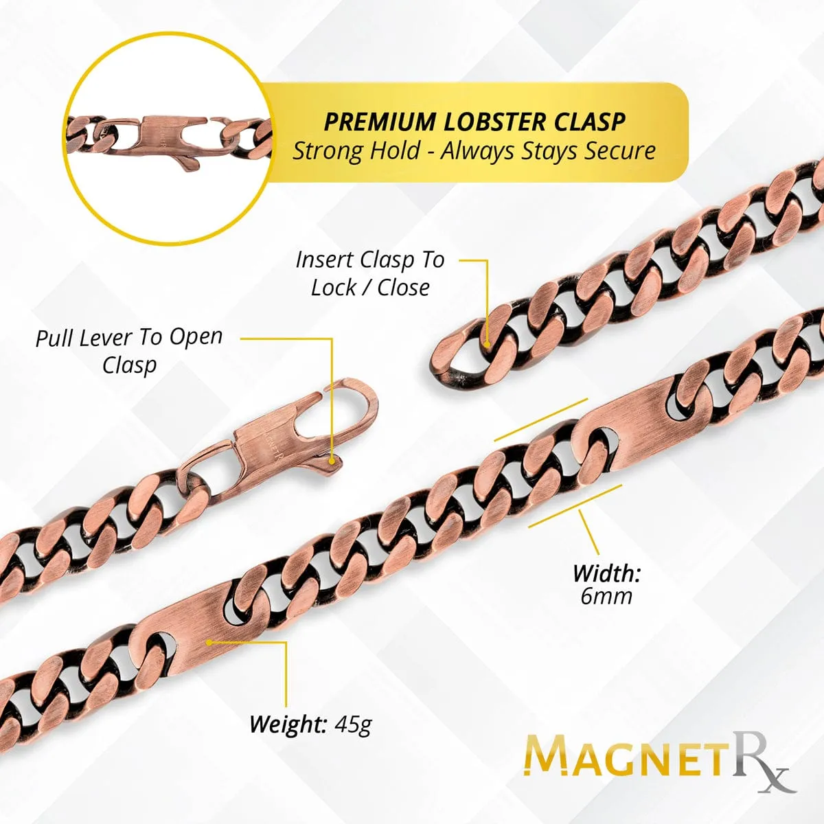 Copper Magnetic Therapy Necklace Curb Chain