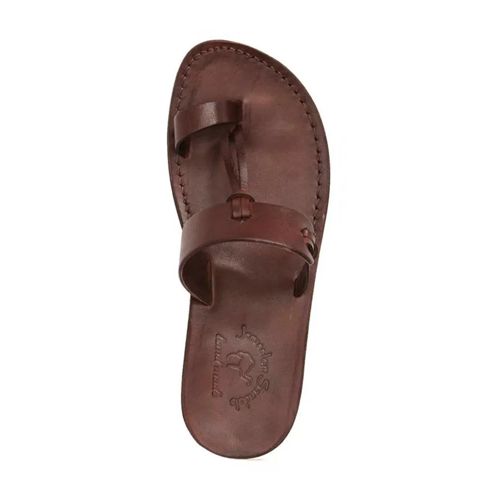 David - Leather Open Toe Sandal | Brown