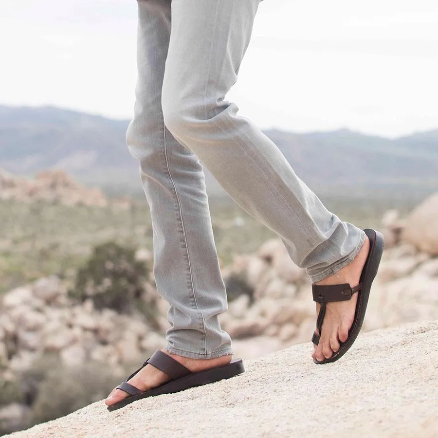 David - Leather Open Toe Sandal | Brown