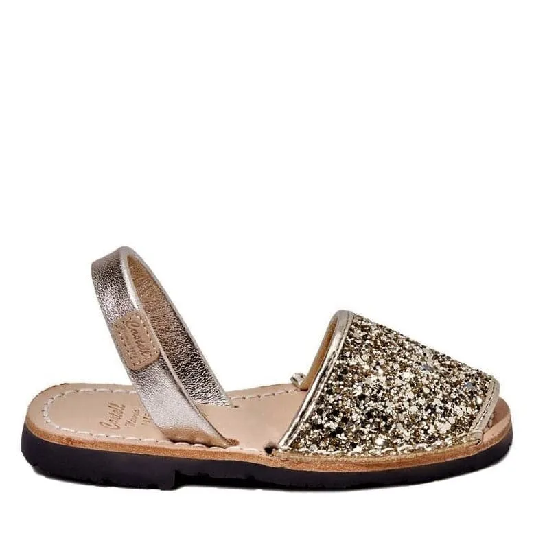 Glittery Leather Menorcan Sandal For Kids - Iker 1097R