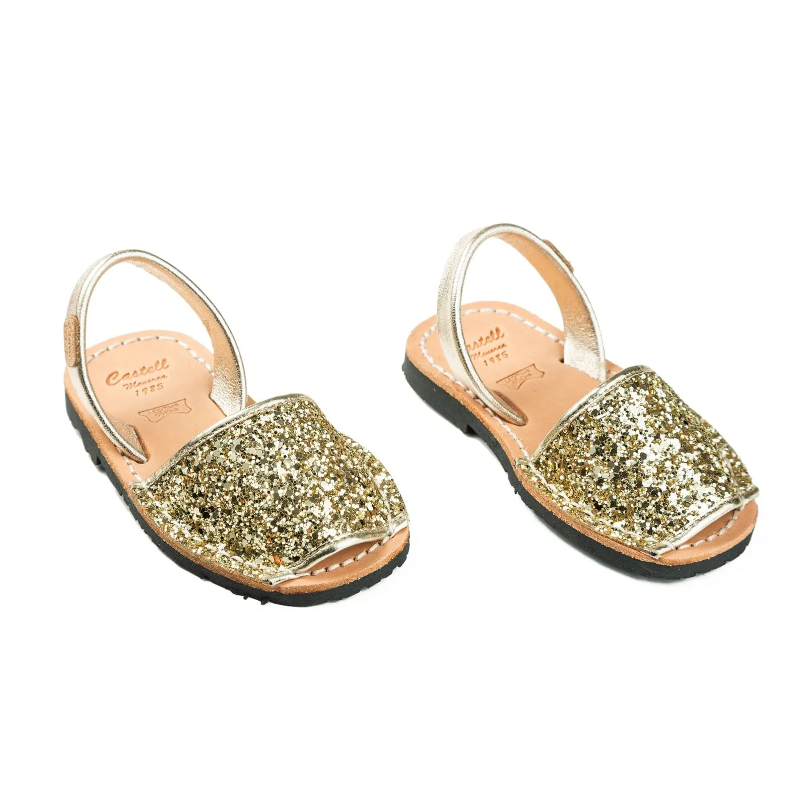 Glittery Leather Menorcan Sandal For Kids - Iker 1097R