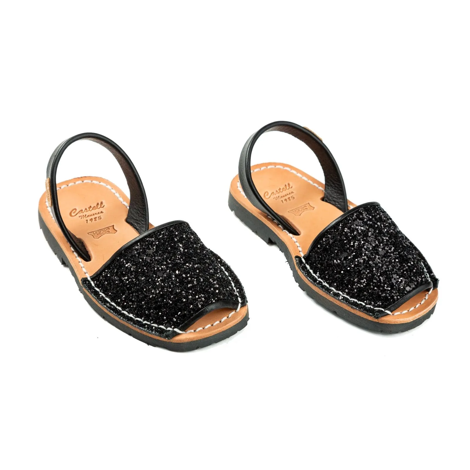 Glittery Leather Menorcan Sandal For Kids - Iker 1097R