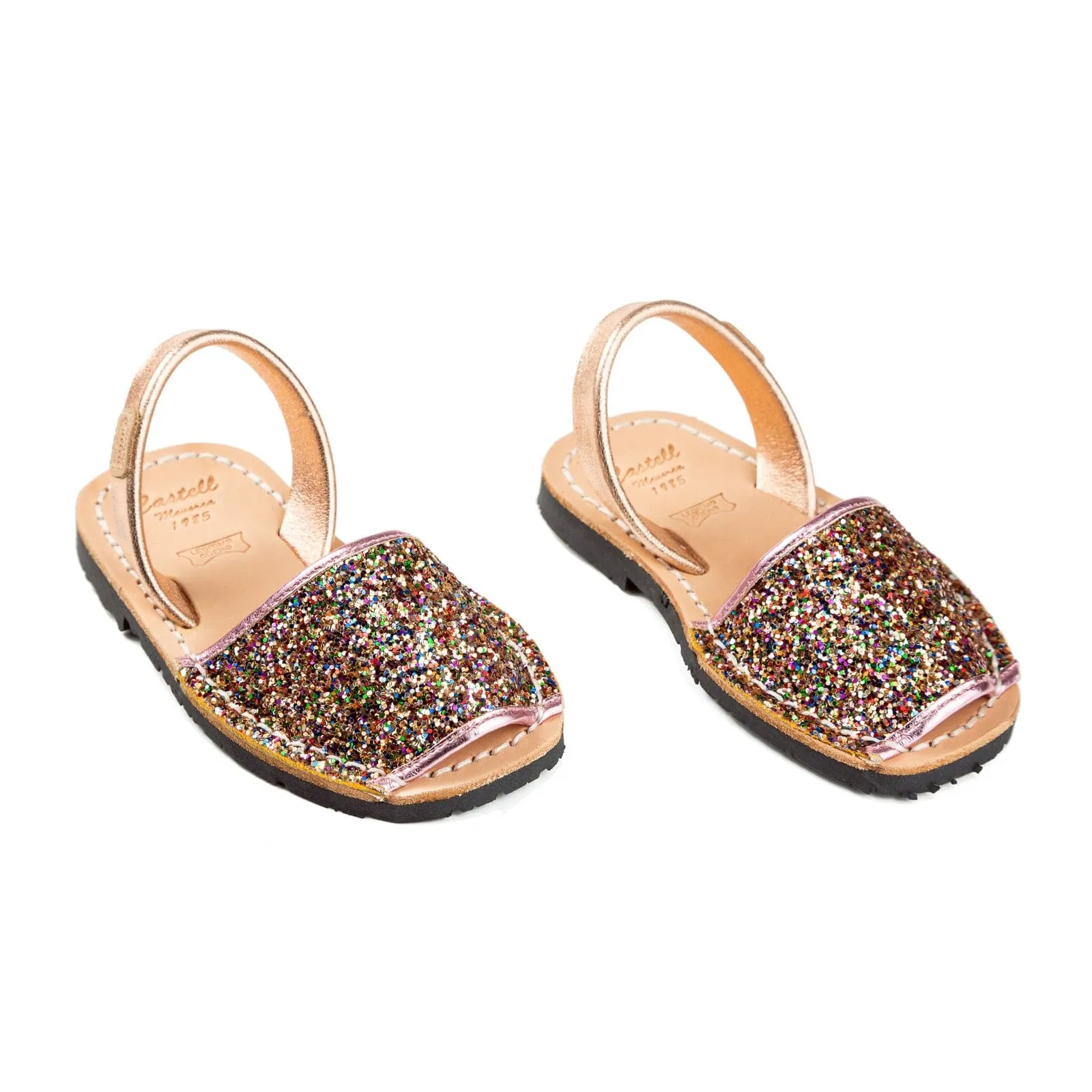 Glittery Leather Menorcan Sandal For Kids - Iker 1097R