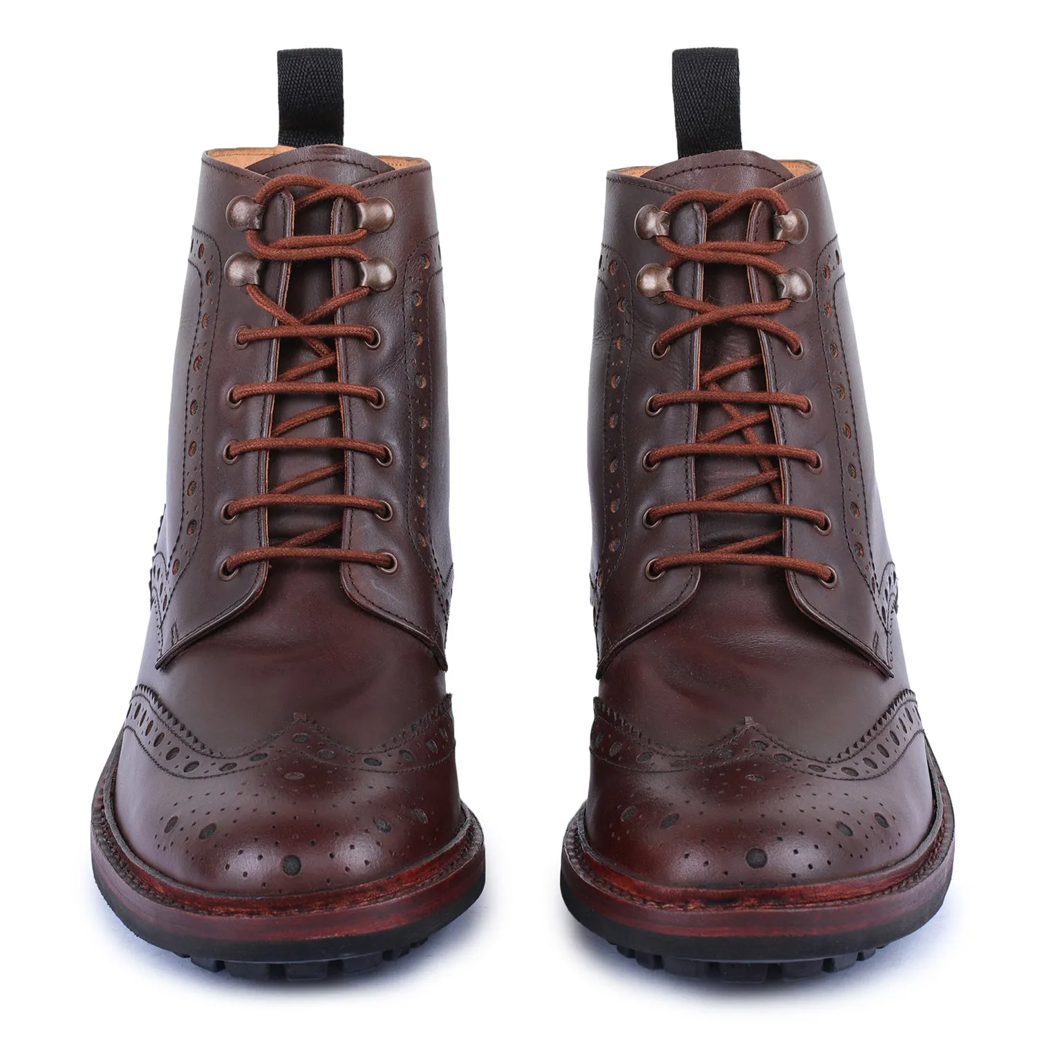 Goodyear Welted Wingtip Brogue lace Up Boots- Brown