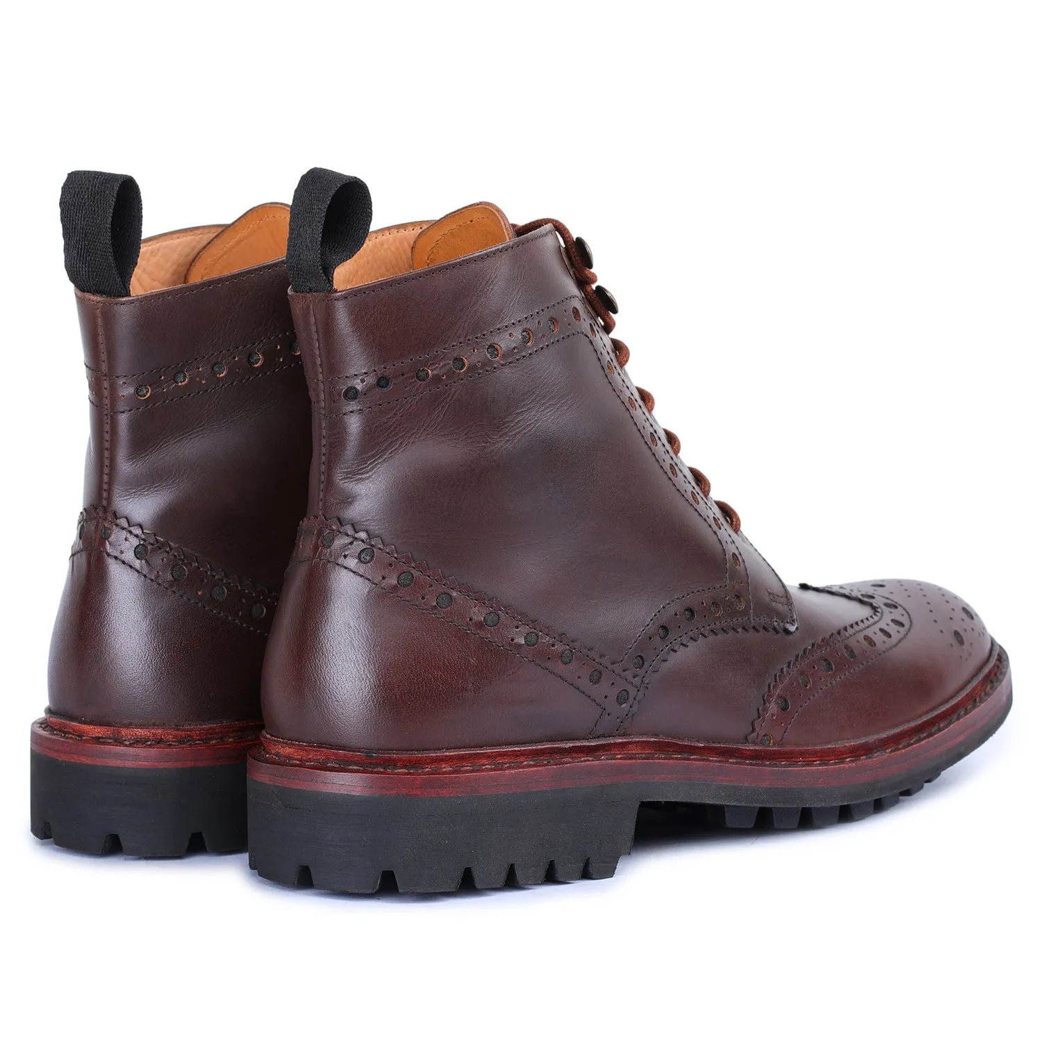 Goodyear Welted Wingtip Brogue lace Up Boots- Brown