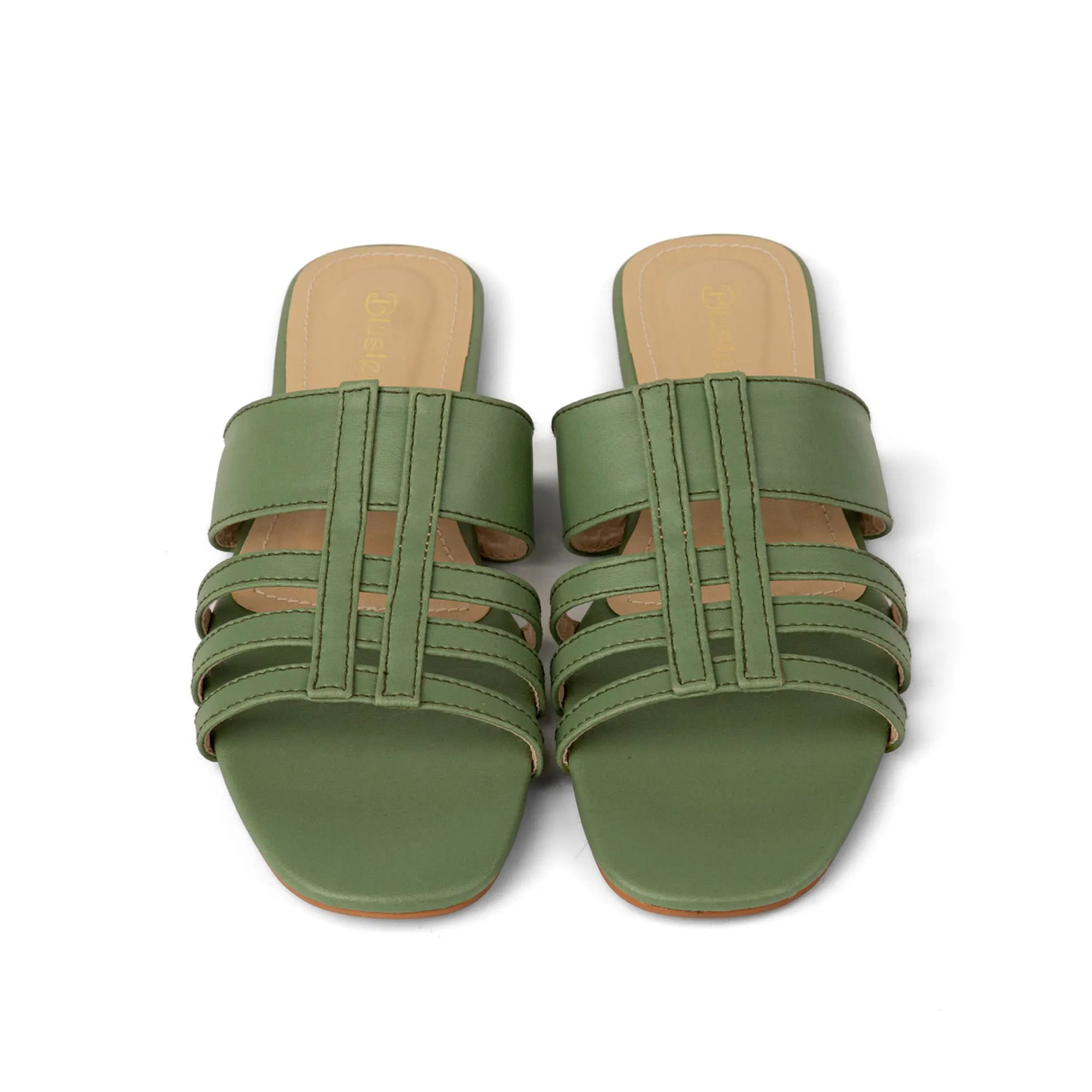 Green Multi Stripes Slides