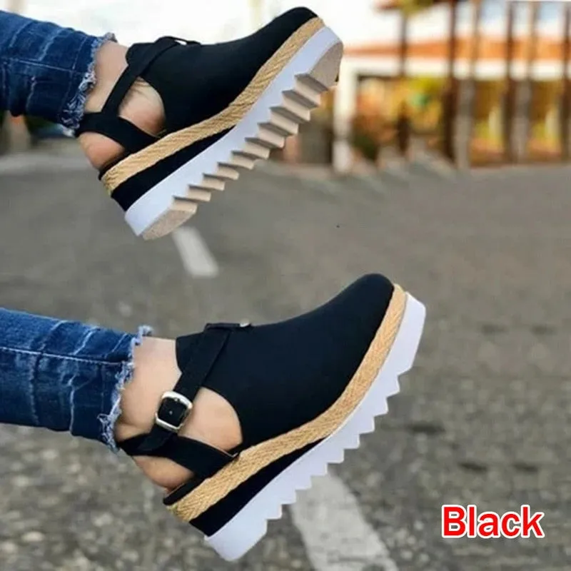 High Heel Shoes Woman Sandals Vintage Flat Platform Ladies Shoes Women Fashion Comfortable