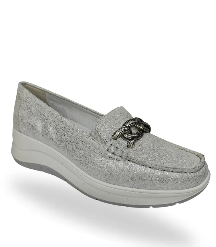 Ladies IGI & Co Slip On Shoes Silver Argento Buckle 5653433