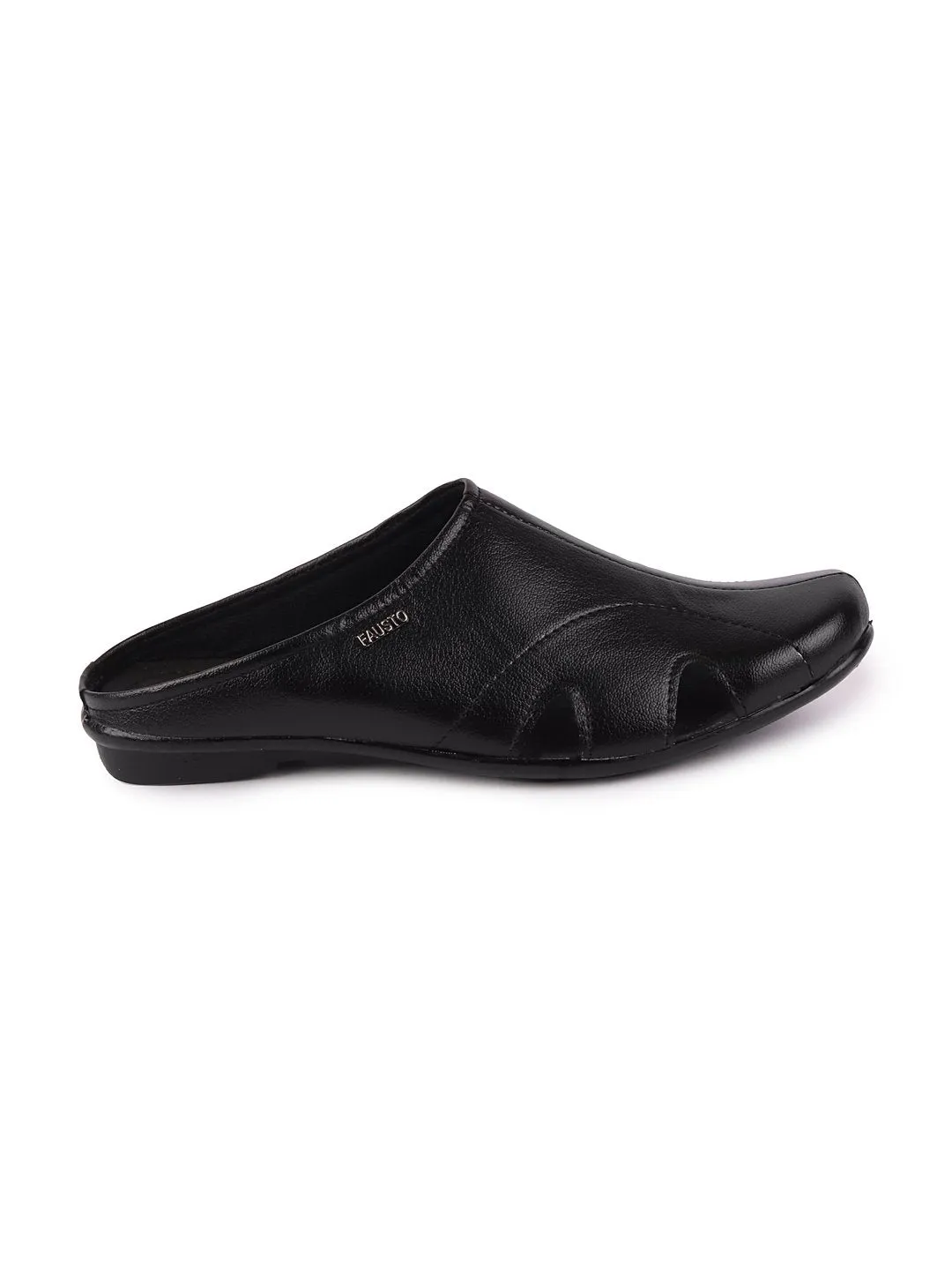 Men Black Casual Slip-On Back Open Slippers