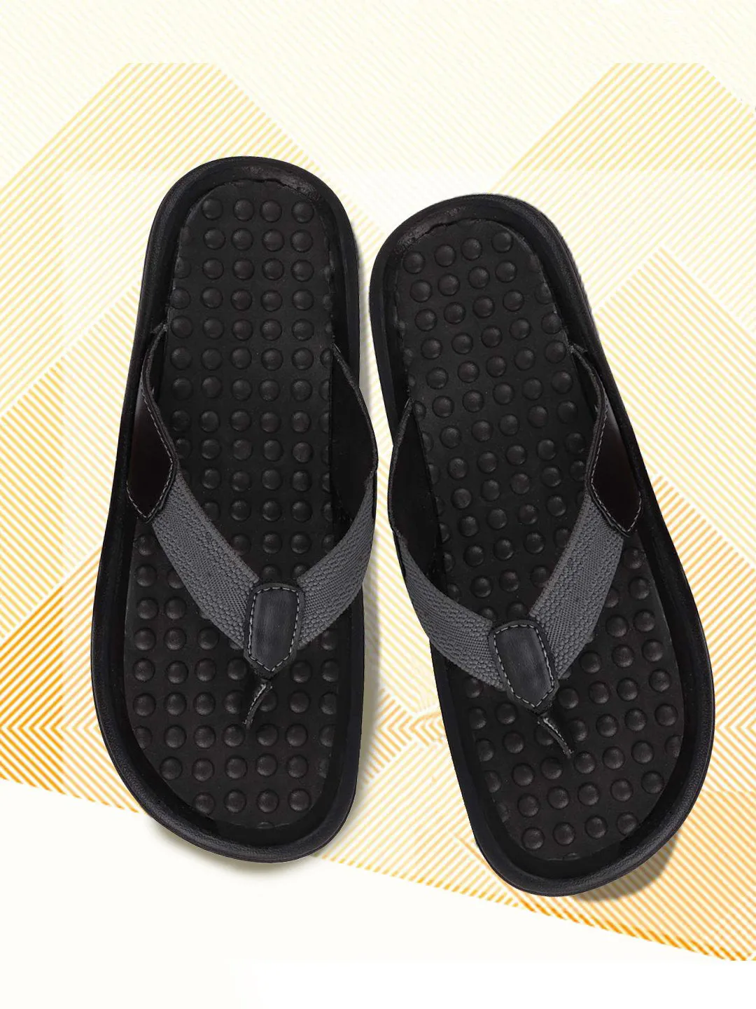 Men Black/Grey Casual Slip-On Slippers