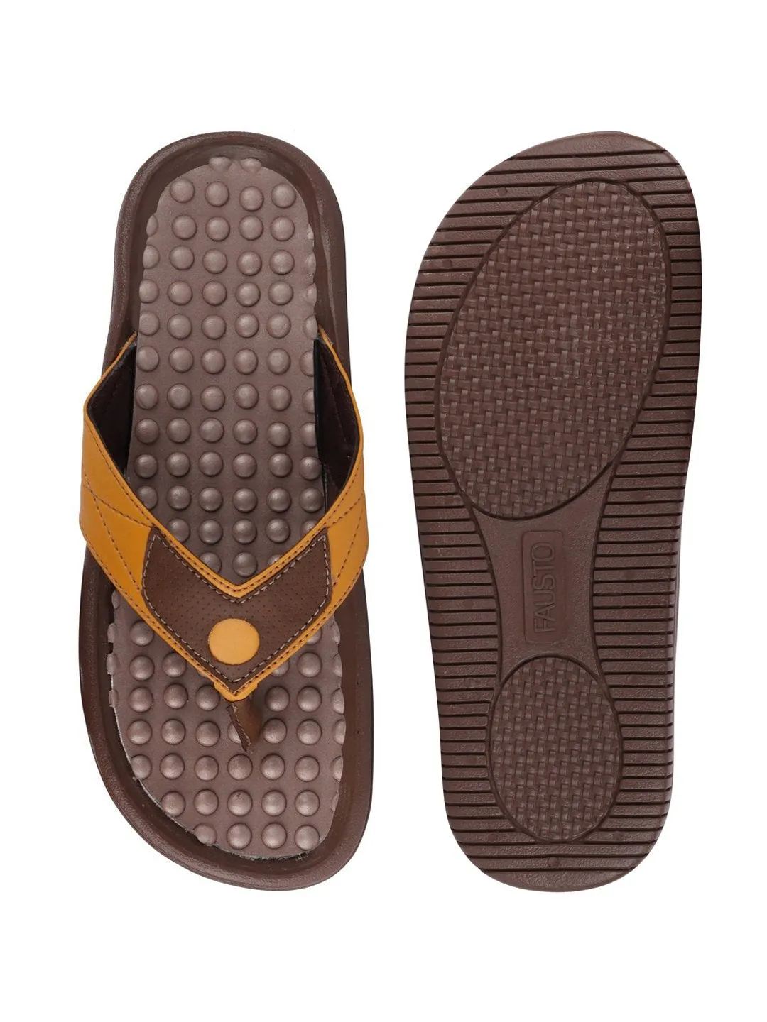 Men Brown/Tan Casual Slip-On Slippers