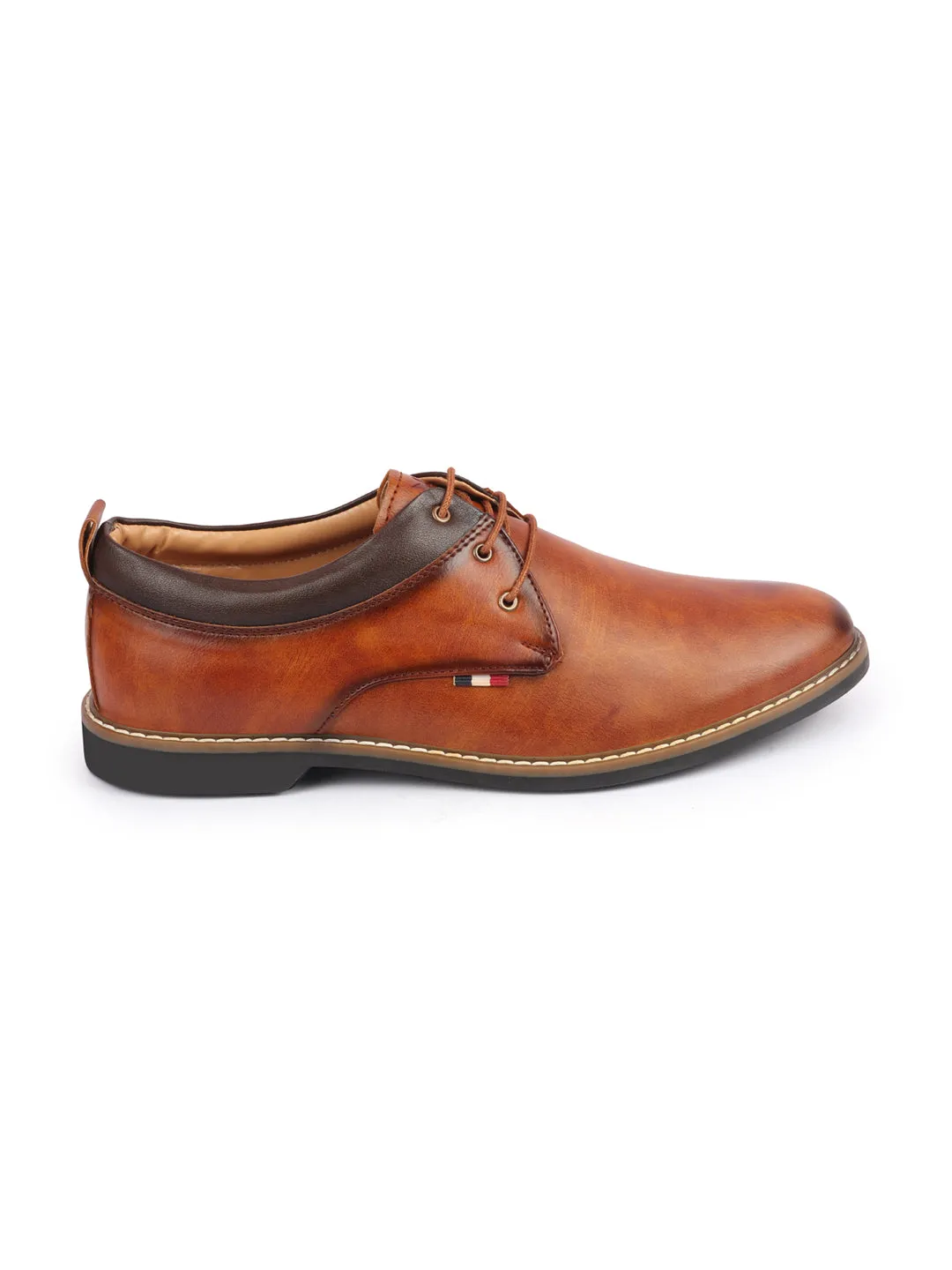 Men Camel Formal Lace Up Oxford Shoes with TPR Welted Sole