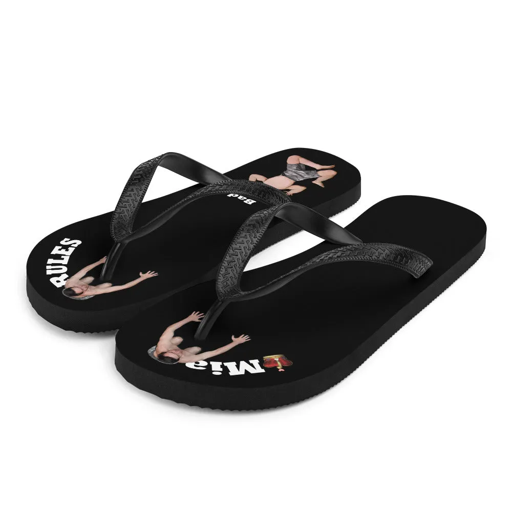 Mia Rules Flip Flops - 2 Tiny Men Look Up From Between Your Toes - 1 flat underheel