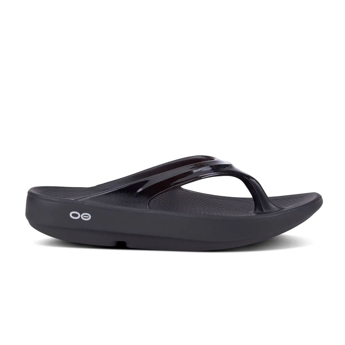 'OOFOS' Women's OOlala Thong - Black Patent