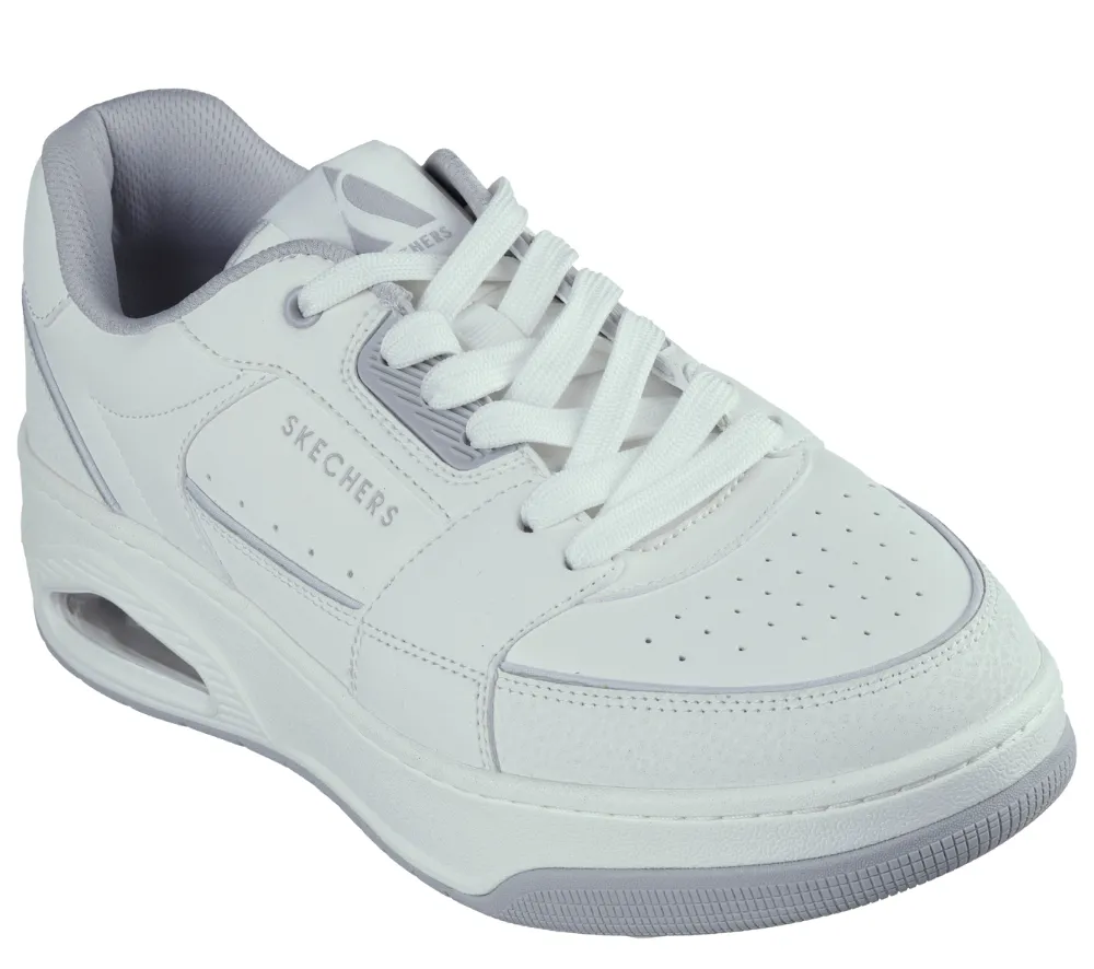 Pantofi sport, barbati, SKECHERS UNO COURT-LOW-POST 183140-WHT alb, piele naturala