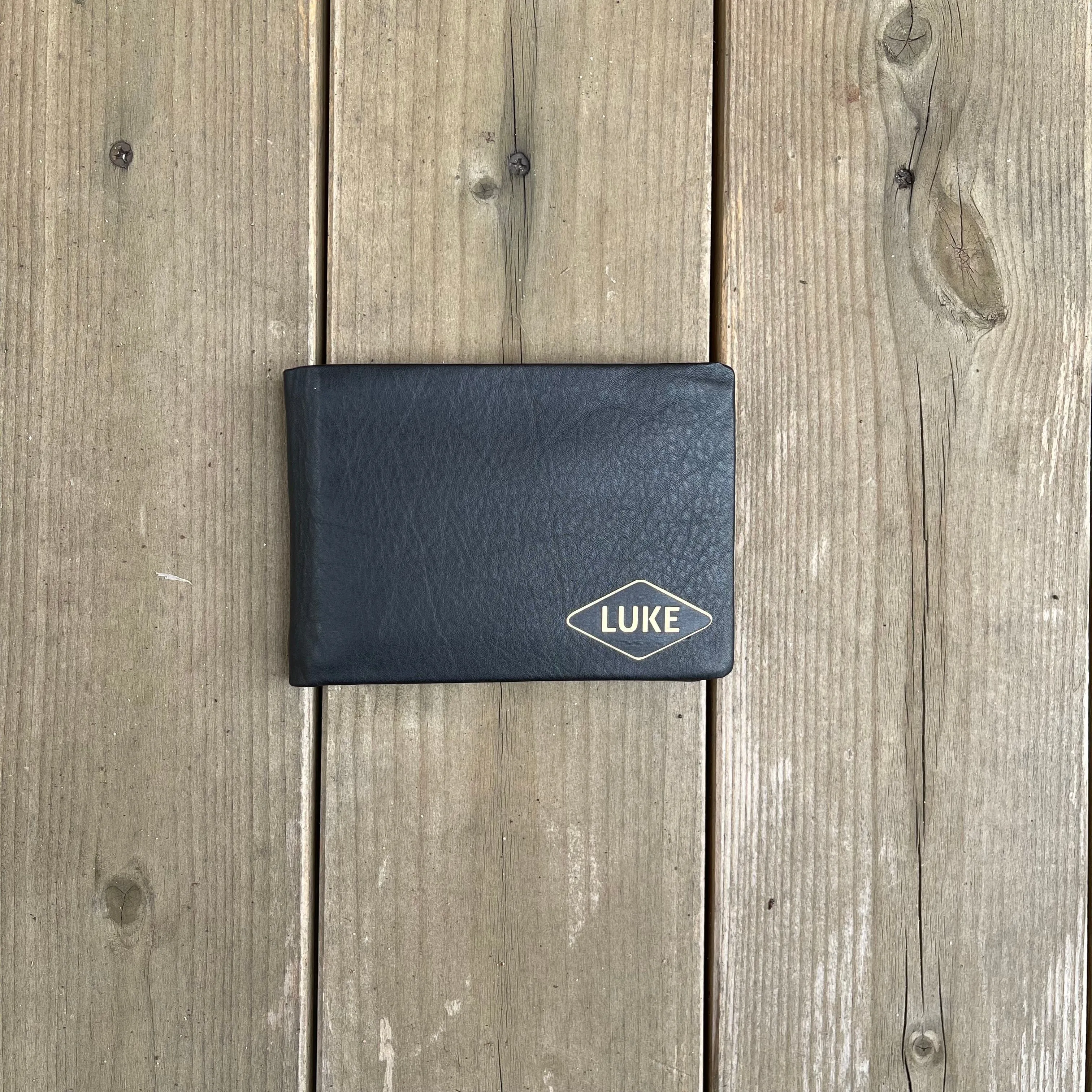 Personalised Slim Leather Wallet -BLACK