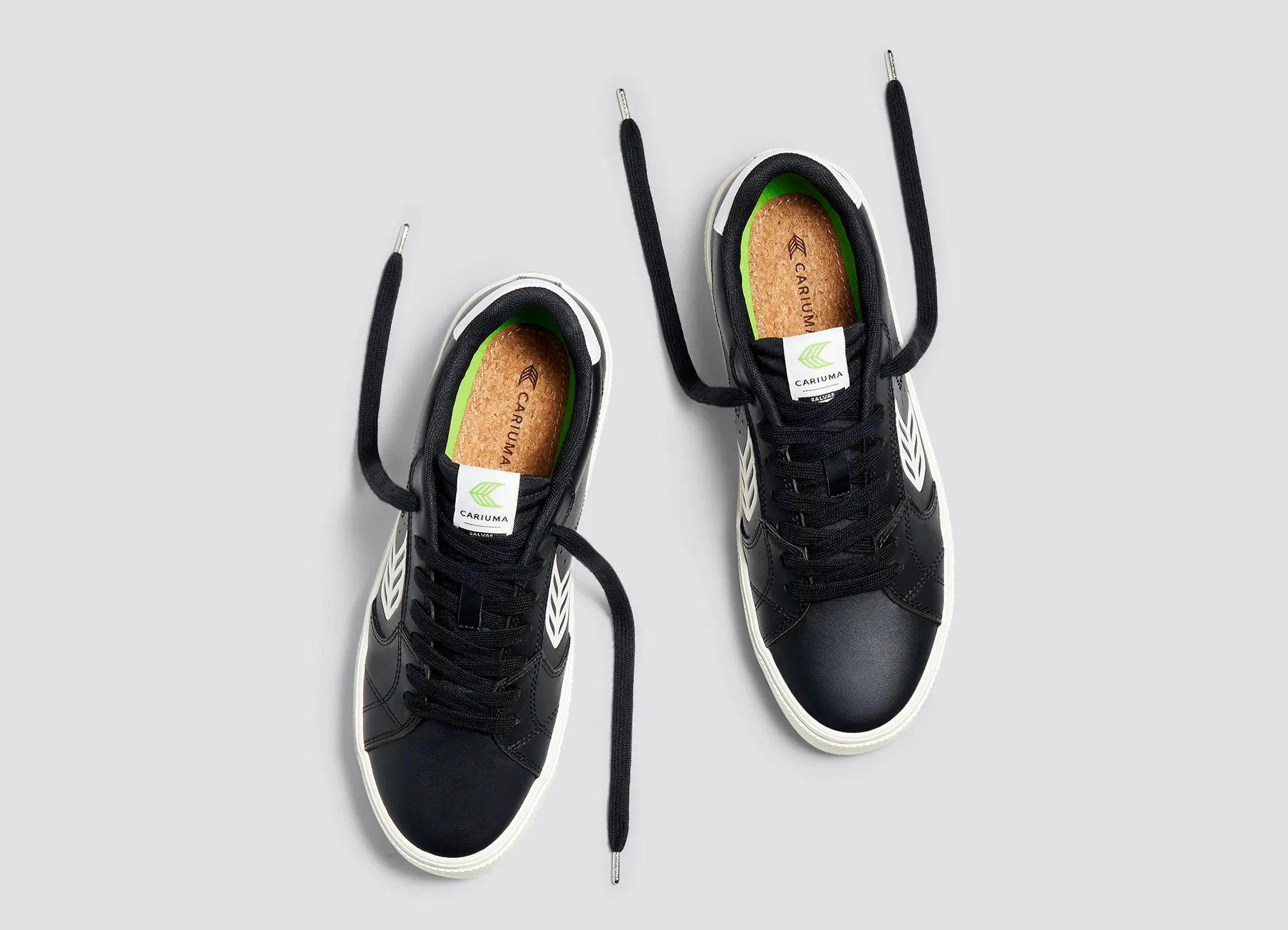 SALVAS Black Leather Off-White Logo Sneaker Women