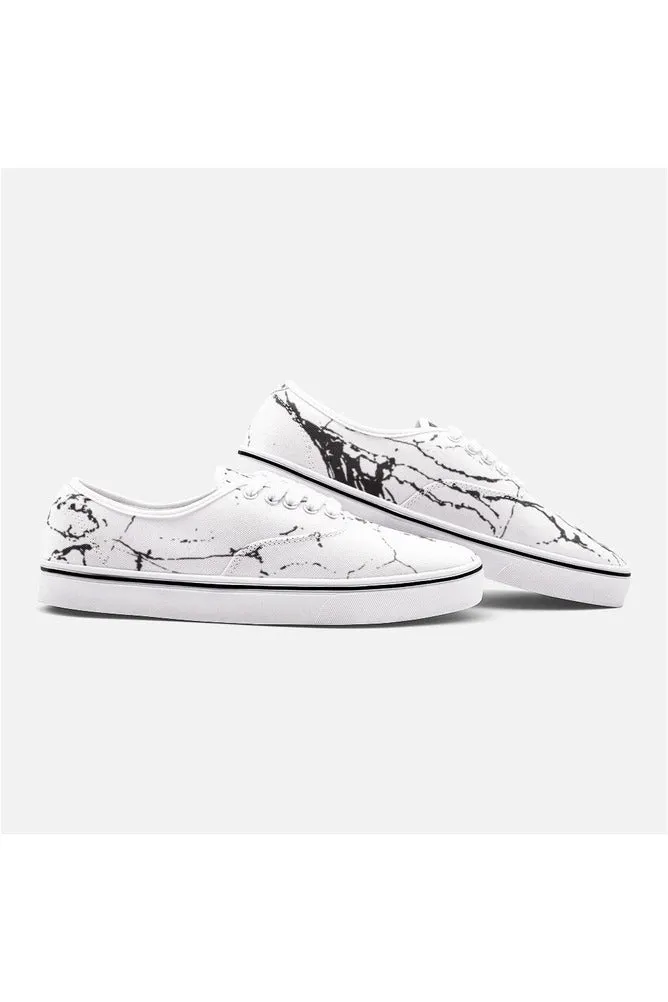 White Marble Unisex Canvas Sneakers