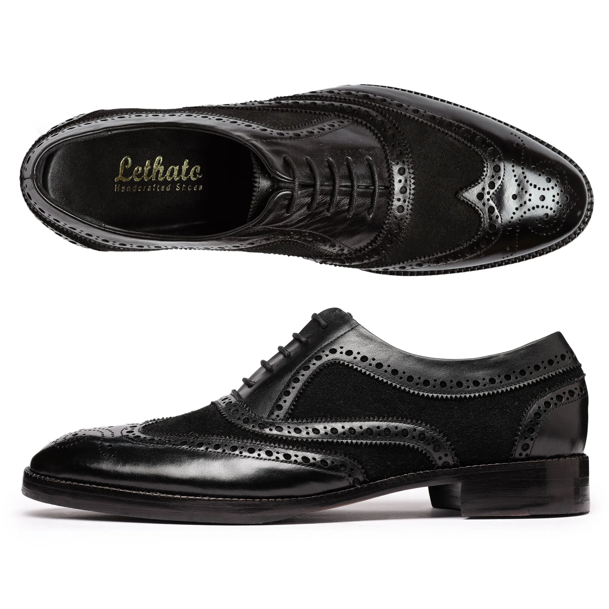 Wingtip Brogue Oxford- Black Suede